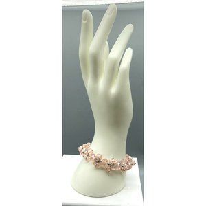 Stretch AB Crystals ChaCha Bracelet, Beaded Blush Pink Pastel Coquette Vintage